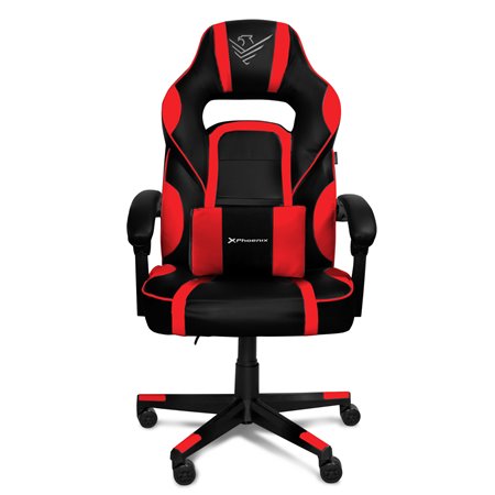 Cadeira gaming phoenix troféu vermelho couro pu