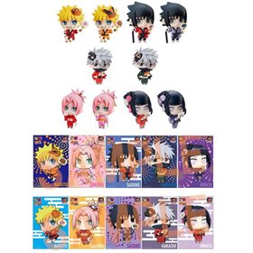 Definir figuras com cartões postais megahouse naruto shippuden petit chara land 10º aniversário