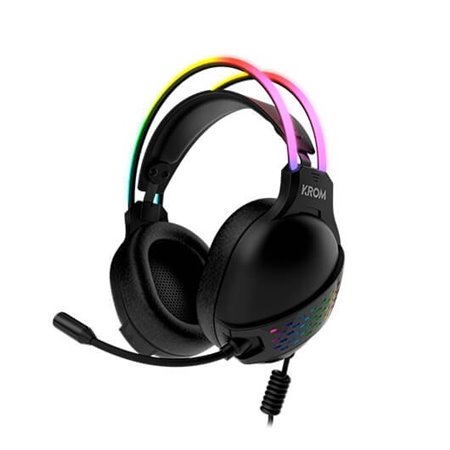 Fones de ouvido micro krom klaim - usb 2xjack 3,5mm - rgb