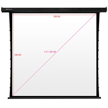 Tela do projetor de vídeo elétrico de parede e teto Phoenix tensionada 112 polegadas proporção 1:1 - 16,9 - 4:3 2m x 2m posição 