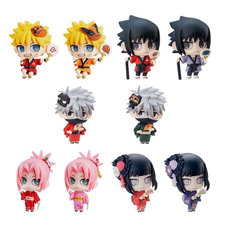 Conjunto de figuras megahouse naruto shippuden petit chara land 10º aniversário