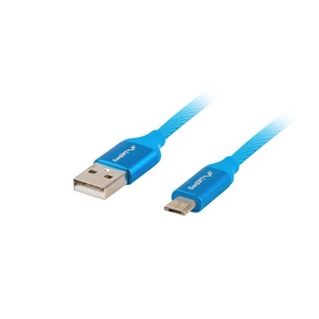 Lanberg usb 2.0 macho cabo - micro usb macho carga rápida 3.0 1m azul