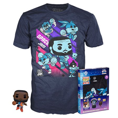 Pop & Tee Space Jam Looney Tunes Funko Lebron James + Pacote de Camiseta 10 Unidades Todos os Tamanhos