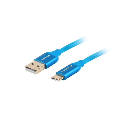 Lanberg usb 2.0 macho cabo - usb tipo c macho carga rápida 3.0 1m azul