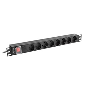 Lanberg power strip 1u 16a rack 19 8x schuko preto 2m