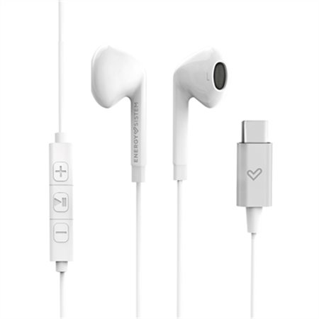 Micro energy sistem smart 2 fones de ouvido branco tipo c - som digital - controle de volume - estojo de viagem