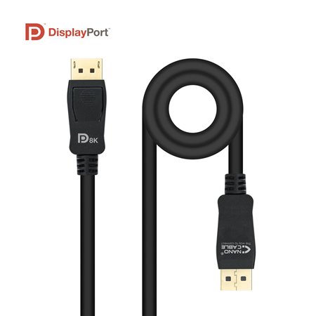 Nanocable displayport 1.4 cabo certificado vesa dp - m - dp - m preto 1,0m