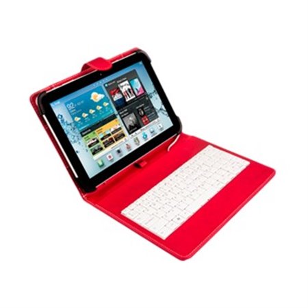 Estojo Universal Silver HT para Tablet 9 - 10,1 polegadas + Micro USB Teclado com Fio Vermelho - Branco