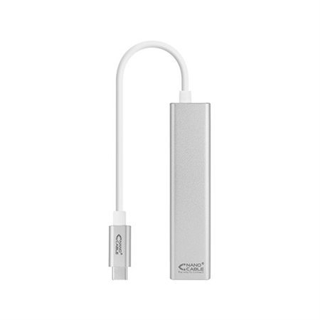 Cabo USB Tipo C 3.0 para Gigabit Ethernet + 3 x Cabo Nano USB 3.0 15cm - Masculino - Feminino - Prata