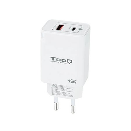 Carregador de parede tooq duplo usb - c + usb para branco 45w