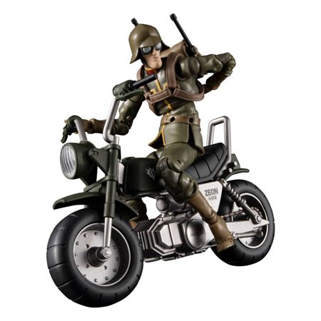 Figura megahouse gmg mobile suit gundam principity of zeon general soldado e motocicleta