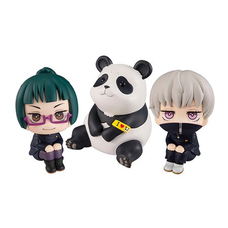 Pacote de 3 figuras megahouse look up jujutsu kaisen maki toge conjunto de presente panda