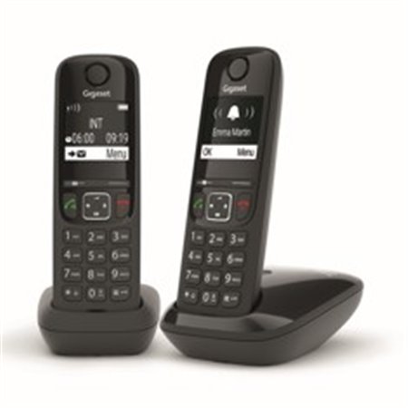 Telefone sem fio preto Gigaset AS690 Duo