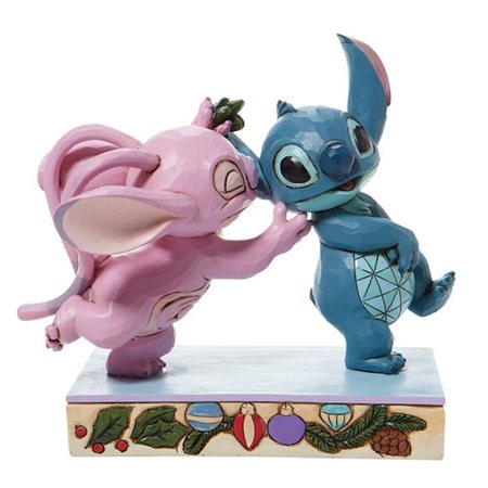 Figura enesco disney lilo & stitch e anjo com visco