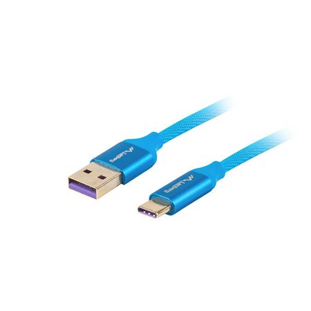 Lanberg usb 2.0 cabo macho - usb tipo c macho 5a 1m azul