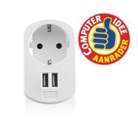 carregador usb ewent 2 portas - 155w - plugue shuko branco