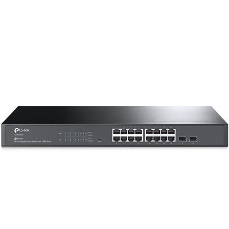 Switch tp - link 16 portas 10 - 100 - 1000mbps com 2 pontos sfp gerenciáveis rack 19 polegadas