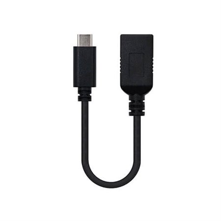 Cabo USB Tipo A 3.1 Otg para USB Tipo C 3.1 Nano Cabo 15cm - Feminino - Masculino - Preto