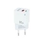 Carregador de parede tooq double usb - c + usb to white 30w