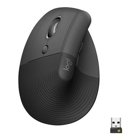 Mouse mouse vertical logitech lift para empresas para canhotos 6 botões 4000 dpi sem fio grafite sem fio