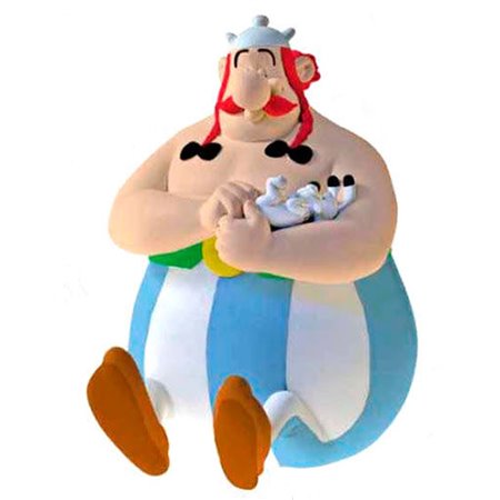 Figura cofrinho plastoy asterix e obelix obelix sentado com idefix