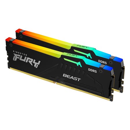 Memória RAM ddr5 16gb 2x8gb kingston - 5200mhz - pc5 41600 - fury beast rgb - cl40 - 1.25v