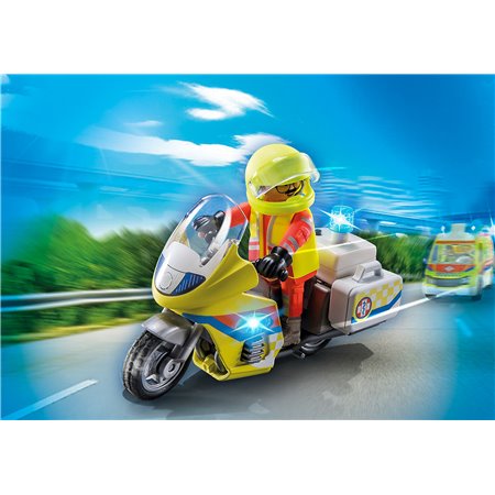 Playmobil motocicleta de emergência com luz intermitente