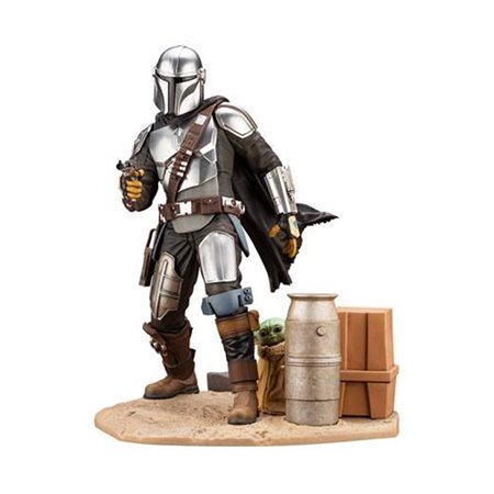 Figura kotobukiya star wars o mandaloriano mandaloriano e a criança grogu estátua artfx 1 - 7