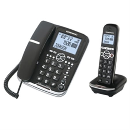 Telefone de mesa + wireless dect daewoo preto -