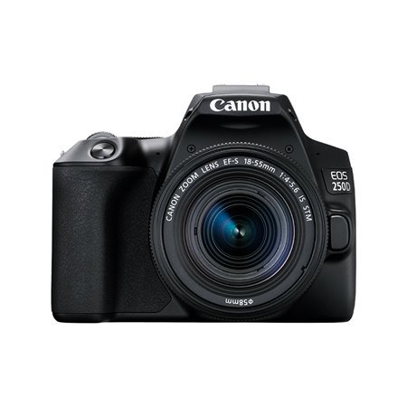 Câmera reflex digital Canon eos 250d+ef - s 18 - 55mm f - 4 - 5.6 is - 24.1mp - digic 8 - 4k - wi-fi - bluetooth - preto