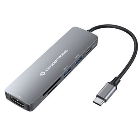 Adaptador USB - c 6in1 conceptronic donn11 - hdmi usb 3.0 - leitor sd
