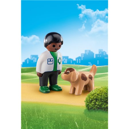 Playmobil 1.2.3 veterinário com cachorro