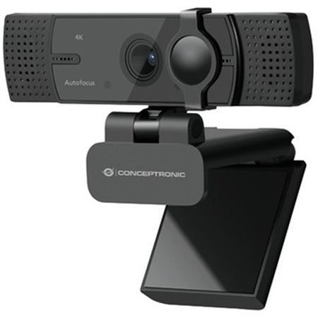 Webcam 4k conceptronic amdis07b 8.3mp - 4k ultra hd - usb - ângulo de visão de 80º - foco automático - microfone duplo integrado