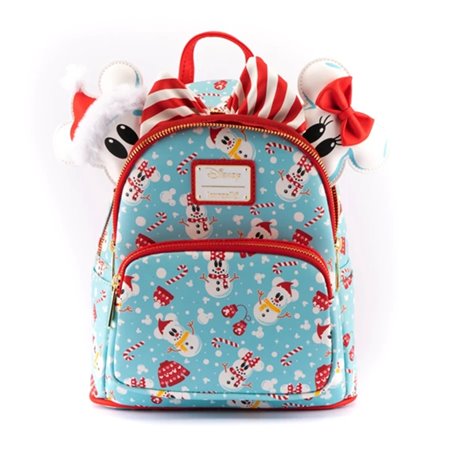 Mochila Loungefly disney minnie e mickey bonecos de neve + tiara