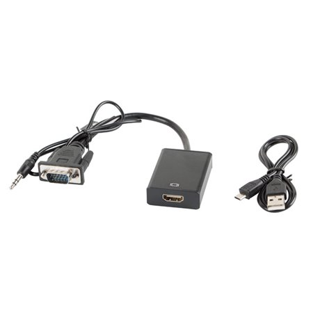 Adaptador lanberg vga fêmea + conector de áudio de 3,5 mm - HDMI macho