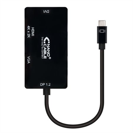 USB tipo ca vga - dvi - conversor hdmi nanocabo 10cm - macho - fêmea