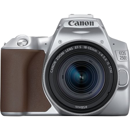 Câmera reflex digital Canon eos 250d+ef - s 18 - 55mm f - 4 - 5.6 is stm - 24.1mp - digic 8 - 4k - wi-fi - bluetooth - prata