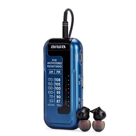 Rádio de bolso aiwa mini rádio de bolso am - fm r - 22 azul