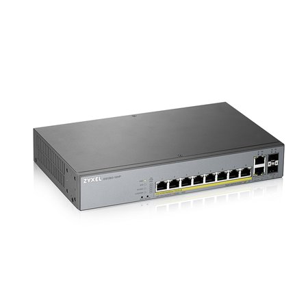 Switch 12 portas zyxel gs1350 - 12hp 12x gigabit poe 130w gerenciável em rack