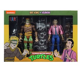 Pack 2 figuras neca rat king & vernon figura de ação em escala de 18 cm tmnt cartoon re-run