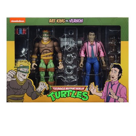 Pack 2 figuras neca rat king & vernon figura de ação em escala de 18 cm tmnt cartoon re-run