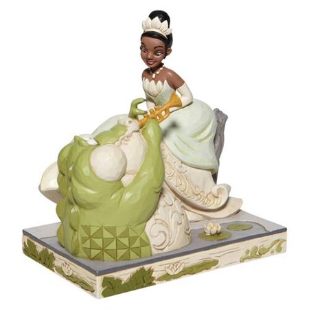 Figura enesco disney princesa tiana e tiana o sapo com crocodilo