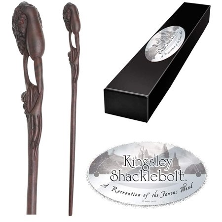 Réplica da varinha shakebolt harry potter kingsley da coleção nobre com caixa e placa de identificação