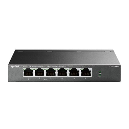 Switch 6 portas tp - link tl - sf1006p 10 - 100 4 portas poe+