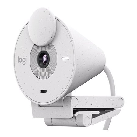 Webcam logitech brio 300 raw white full hd - usb tipo c