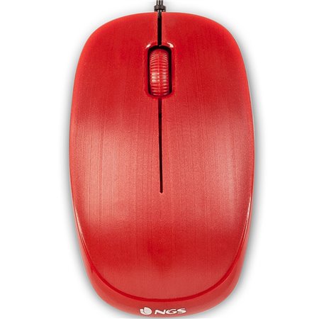 Mouse com fio ngs flamered - óptico - 1000dpi - 2 botões + rolagem - ergonômico - usb - vermelho