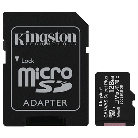 Cartão de memória micro secure digital sd hc 128gb kingston canvas select plus class 10 uhs - 1 + adaptador sd