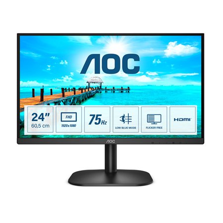 monitor led de 23,8 polegadas aoc 24b2xhm2 - vga - hdmi - 1920x1080 - 75hz - 4ms - vesa 100x100