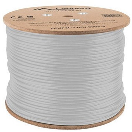 Bobina cat.6a lanberg ftp 305m rj45 cobre sólido lszh cpr fluke teste awg24 cinza