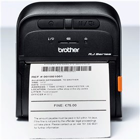 Impressora portátil de etiquetas e tickets brother rj3035b 16mb flash ram - 32mb ram - micro usb 2.0 - bluetooth